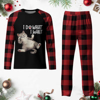 Funny Cat Plaid Pajama Set I Do What I Want - Wonder Print Shop