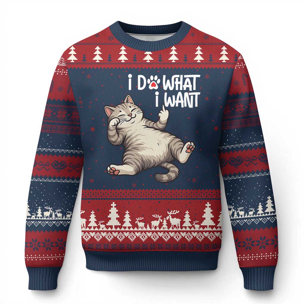 Funny Cat Ugly Christmas Sweater I Do What I Want - Wonder Print Shop