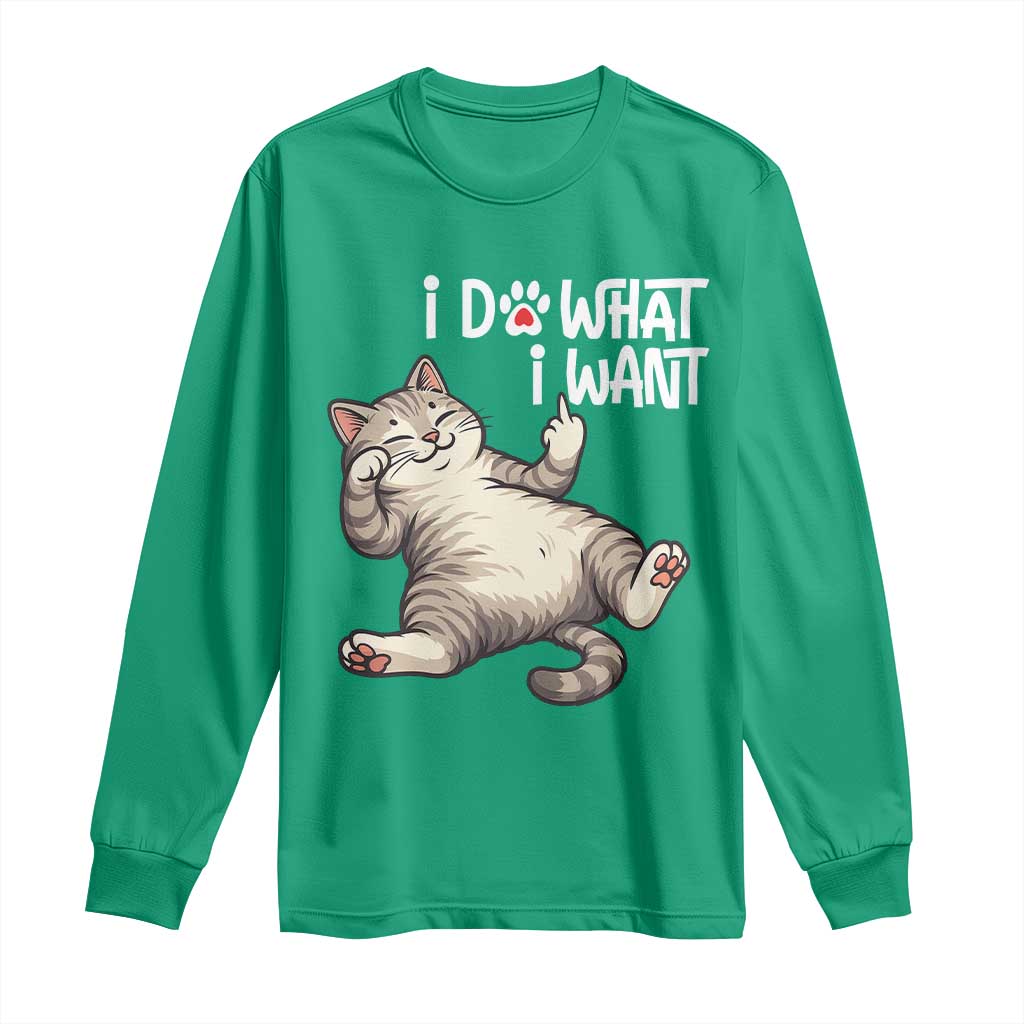Funny Cat Long Sleeve Shirt I Do What I Want - Wonder Print Shop