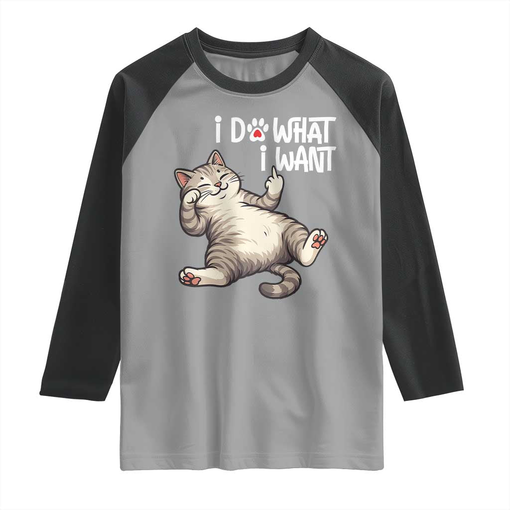 Funny Cat Raglan Shirt I Do What I Want - Wonder Print Shop