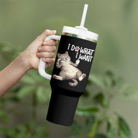 Funny Cat Tumbler With Handle I Do What I Want