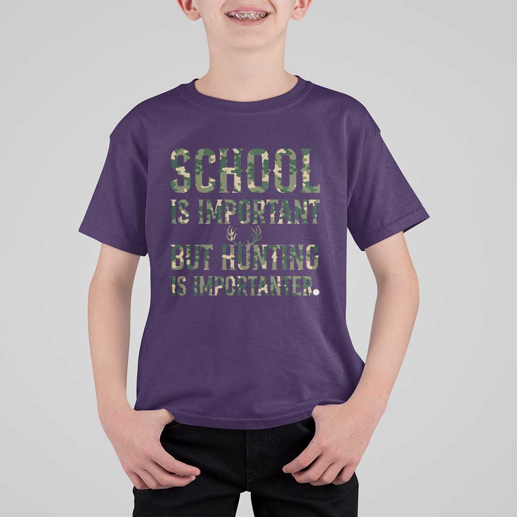 School Is Important But Hunting Is Importanter T Shirt For Kid Hunter Life Joke - Wonder Print Shop