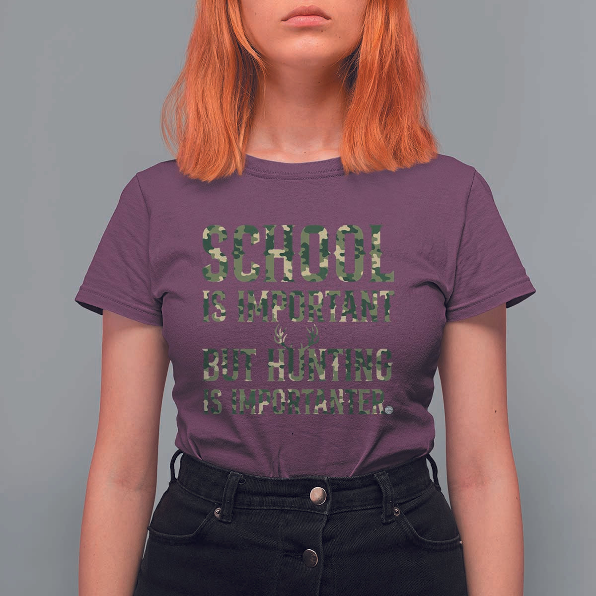 School Is Important But Hunting Is Importanter T Shirt For Women Hunter Life Joke - Wonder Print Shop