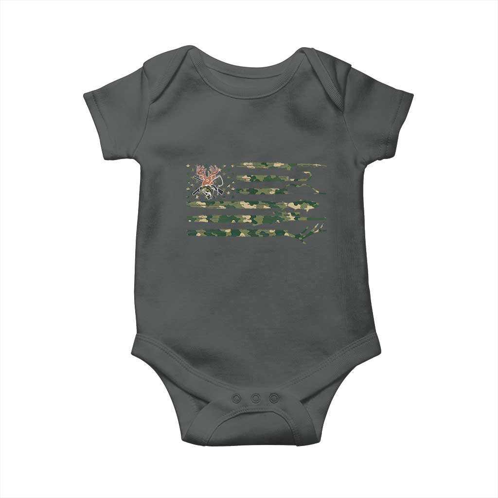 Hunting And Fishing Life Baby Onesie American Flag - Wonder Print Shop