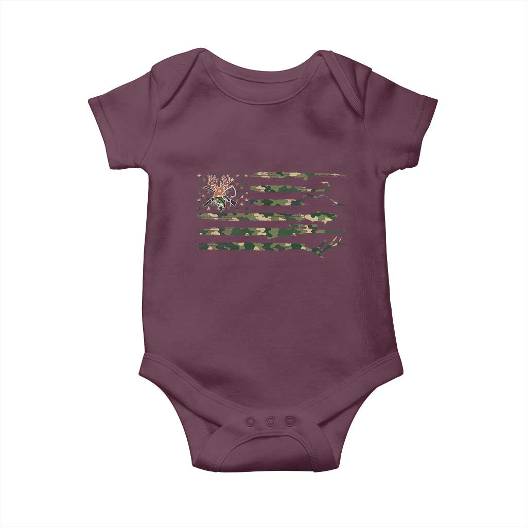 Hunting And Fishing Life Baby Onesie American Flag - Wonder Print Shop