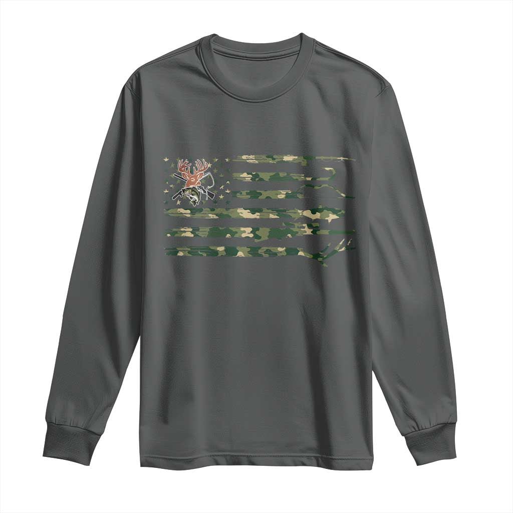 Hunting And Fishing Life Long Sleeve Shirt American Flag - Wonder Print Shop