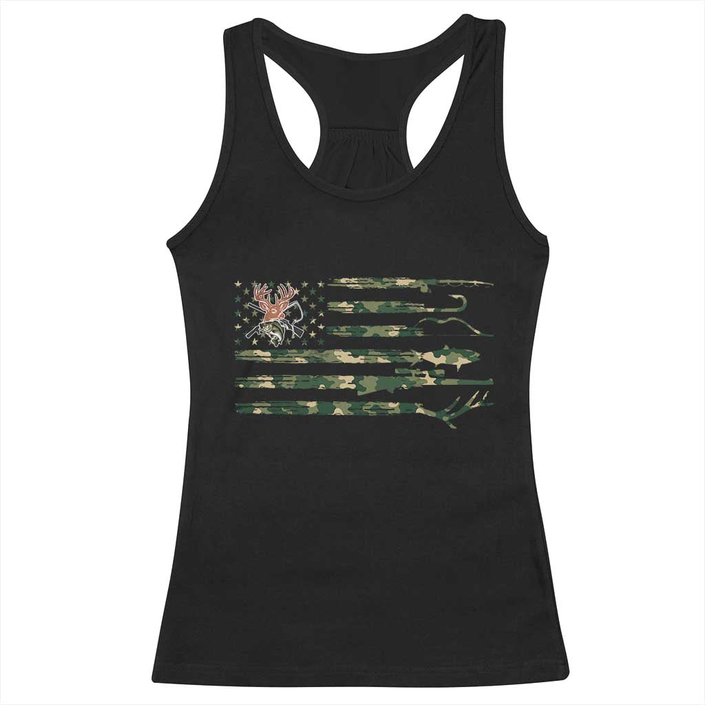 Hunting And Fishing Life Racerback Tank Top American Flag - Wonder Print Shop