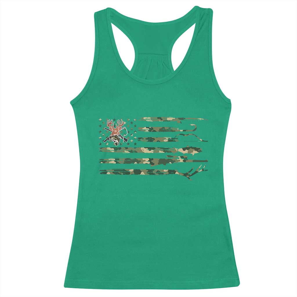 Hunting And Fishing Life Racerback Tank Top American Flag - Wonder Print Shop
