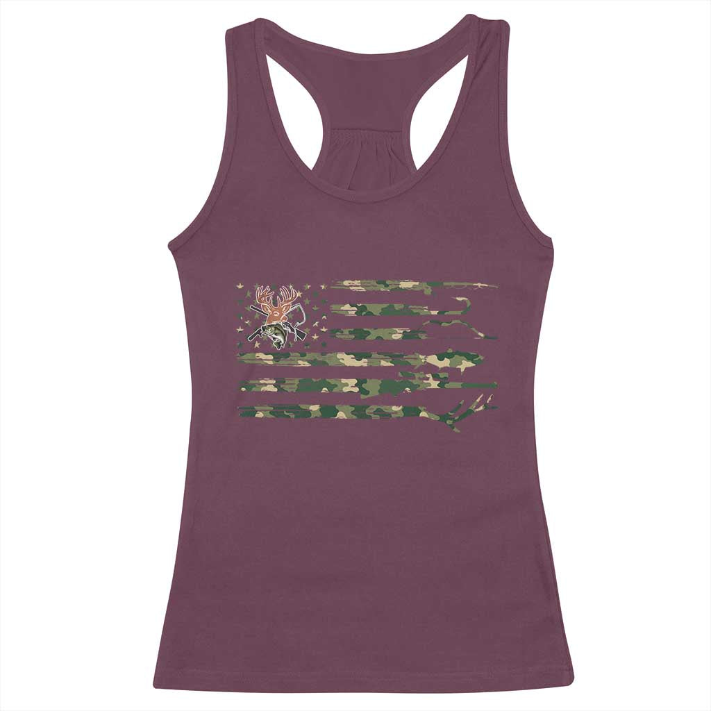Hunting And Fishing Life Racerback Tank Top American Flag - Wonder Print Shop