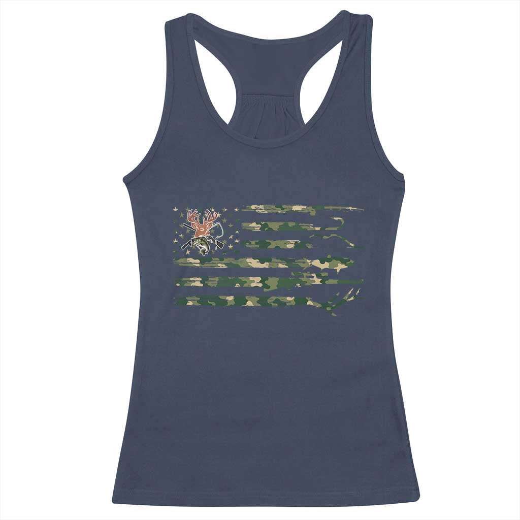 Hunting And Fishing Life Racerback Tank Top American Flag - Wonder Print Shop