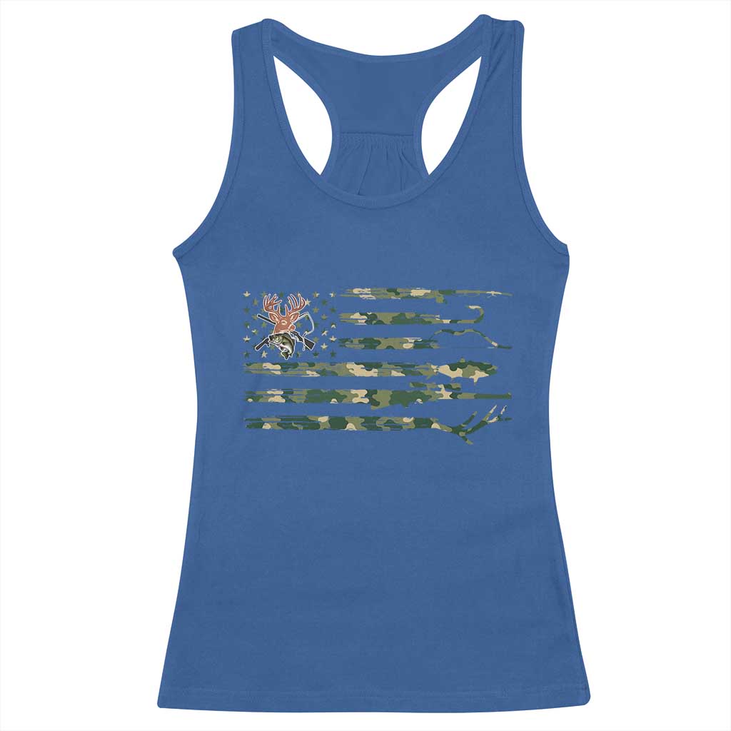 Hunting And Fishing Life Racerback Tank Top American Flag - Wonder Print Shop