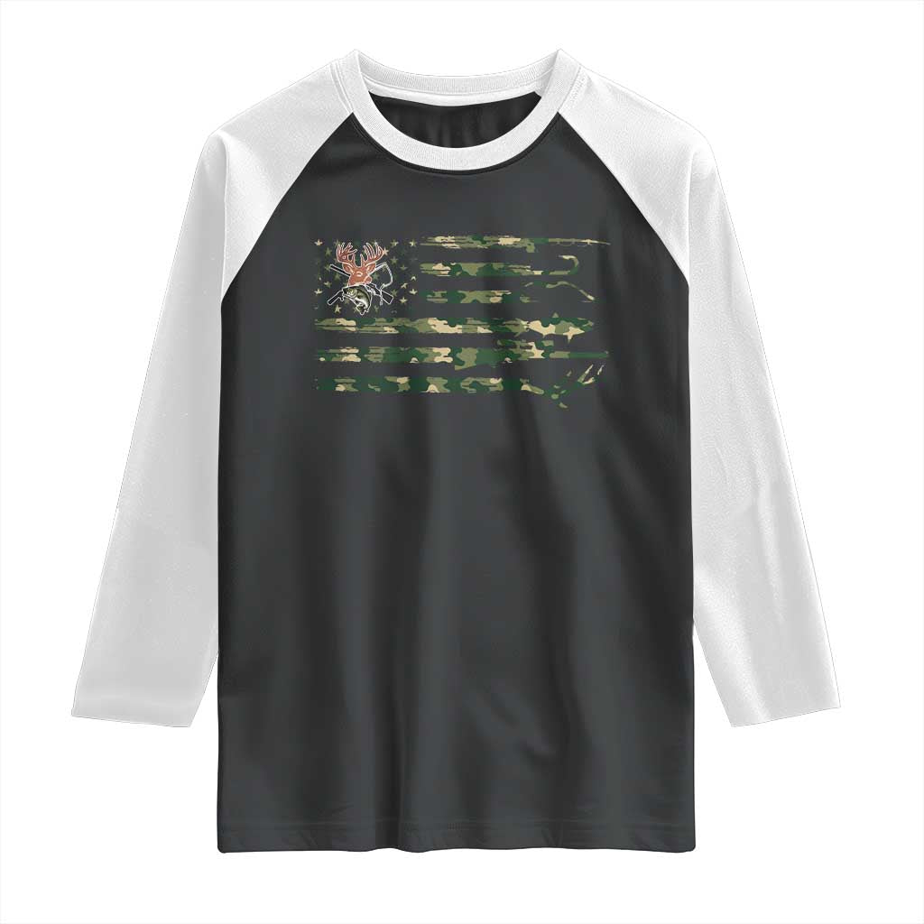 Hunting And Fishing Life Raglan Shirt American Flag - Wonder Print Shop
