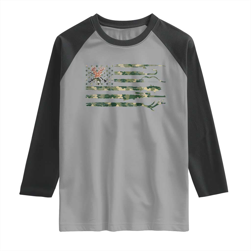 Hunting And Fishing Life Raglan Shirt American Flag - Wonder Print Shop