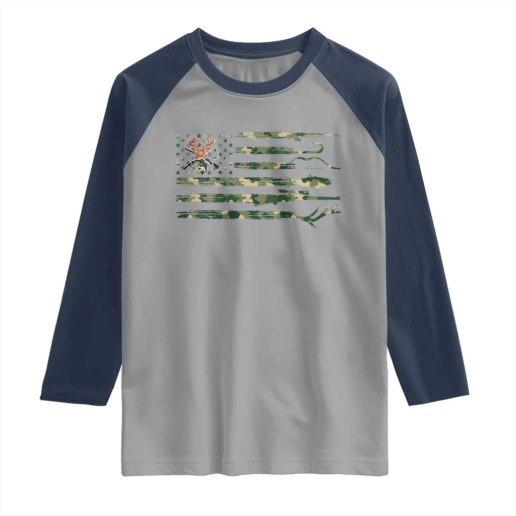 Hunting And Fishing Life Raglan Shirt American Flag - Wonder Print Shop