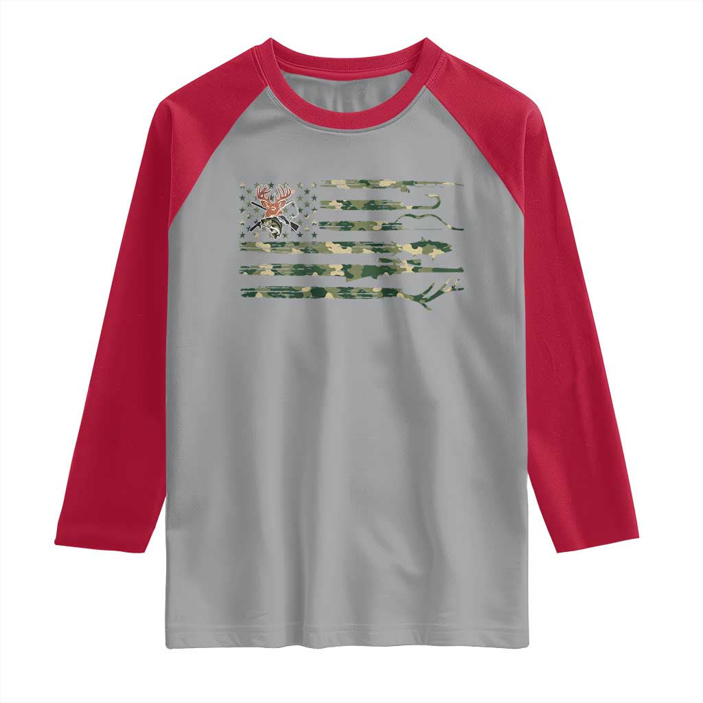 Hunting And Fishing Life Raglan Shirt American Flag - Wonder Print Shop