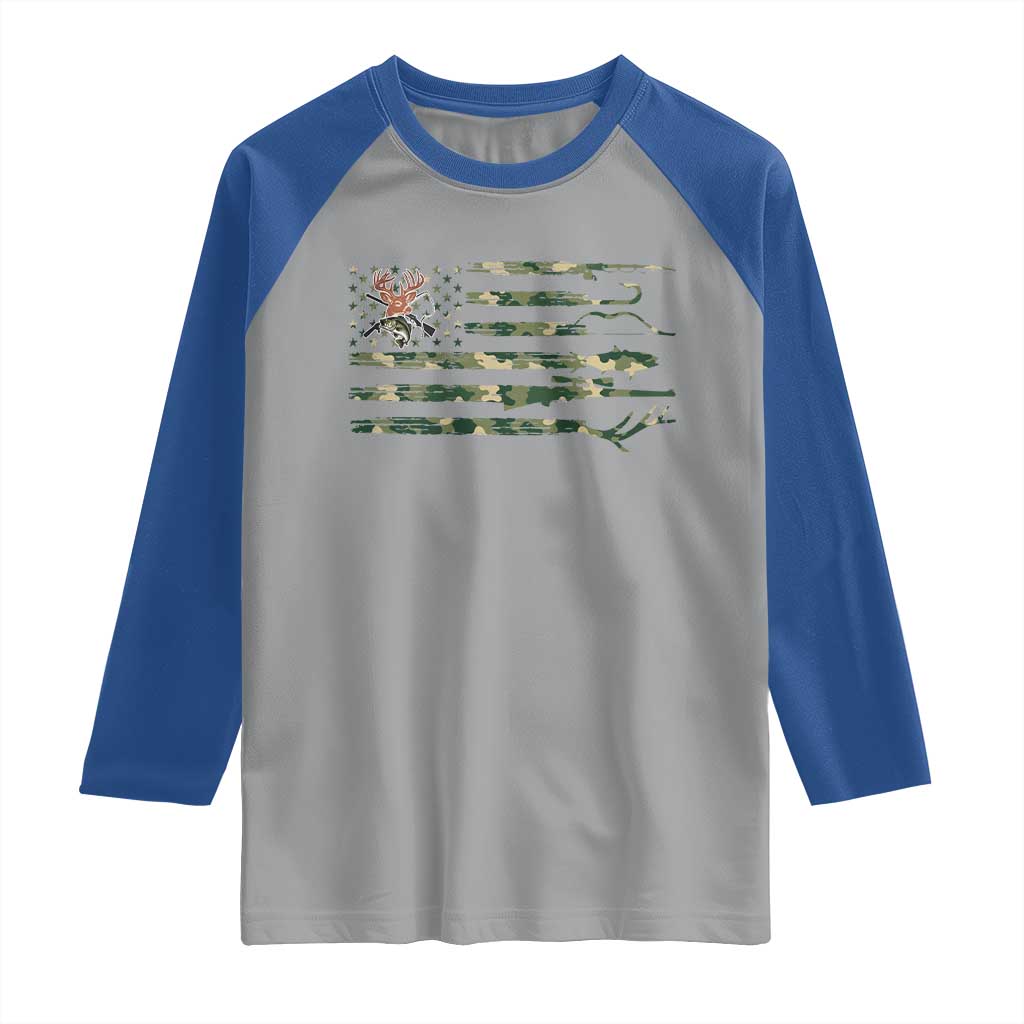 Hunting And Fishing Life Raglan Shirt American Flag - Wonder Print Shop