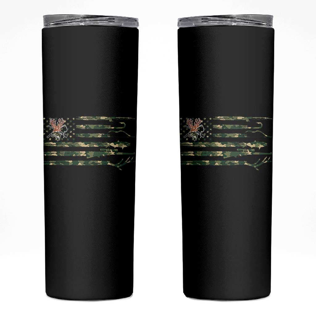 Hunting And Fishing Life Skinny Tumbler American Flag