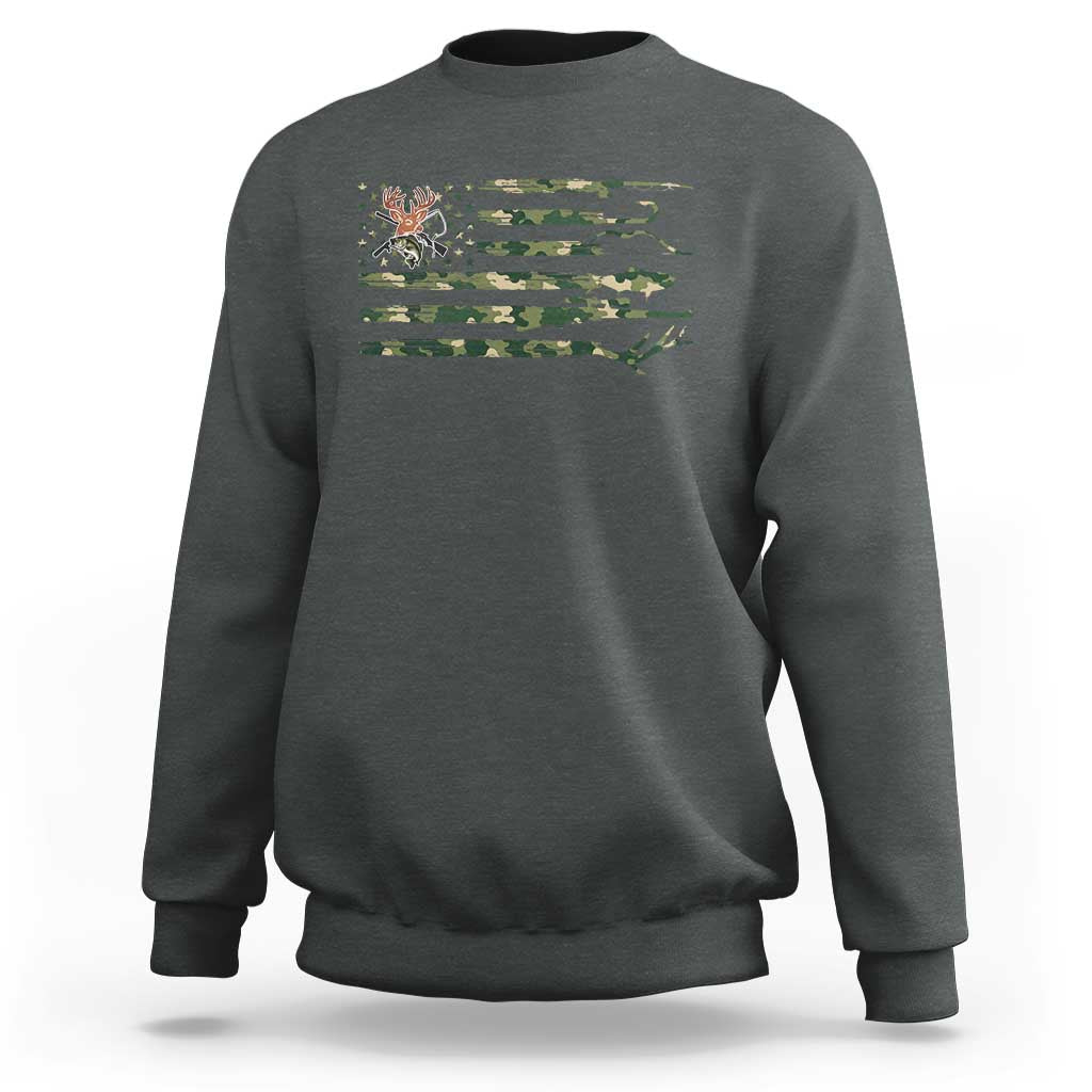 Hunting And Fishing Life Sweatshirt American Flag - Wonder Print Shop