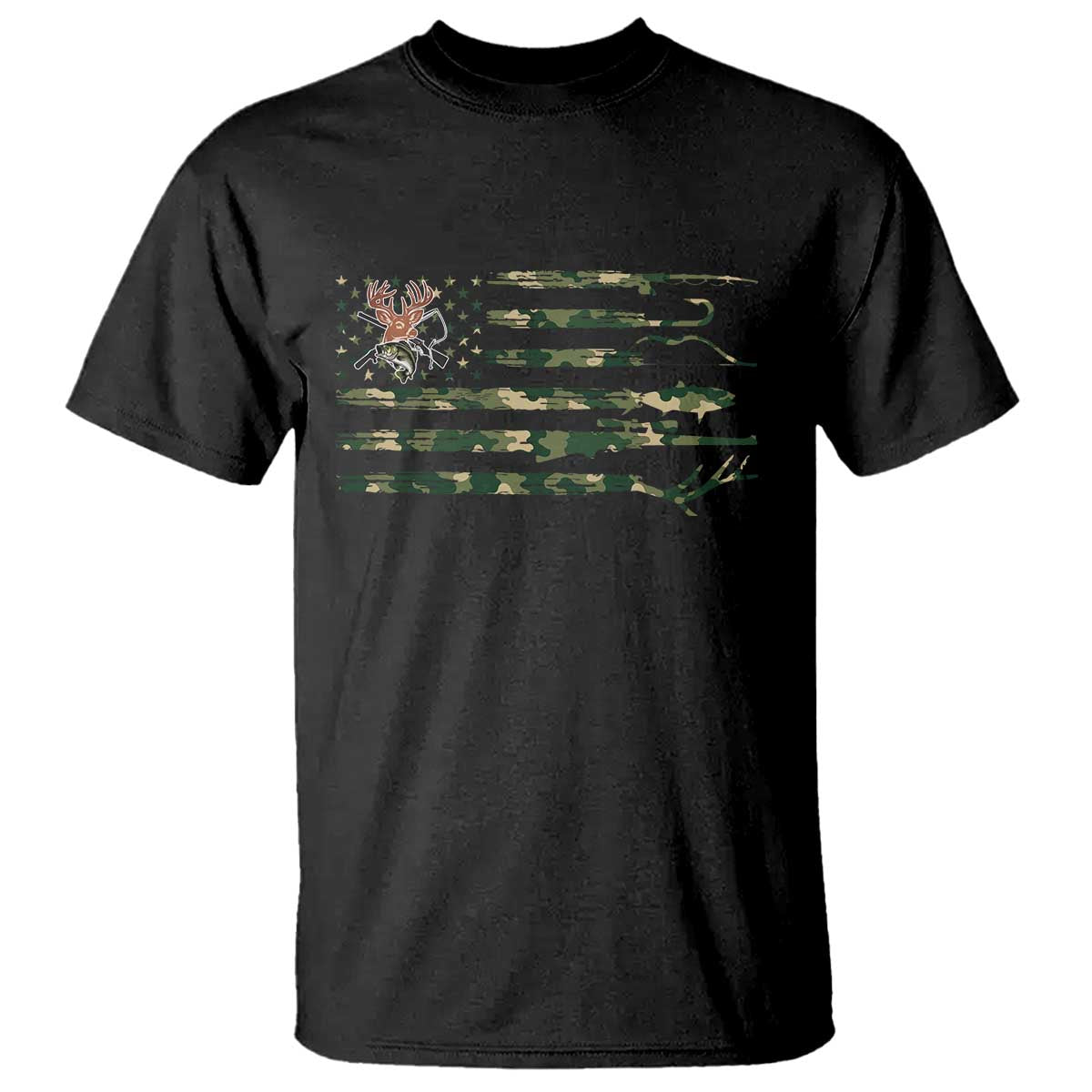 Hunting And Fishing Life T Shirt American Flag - Wonder Print Shop