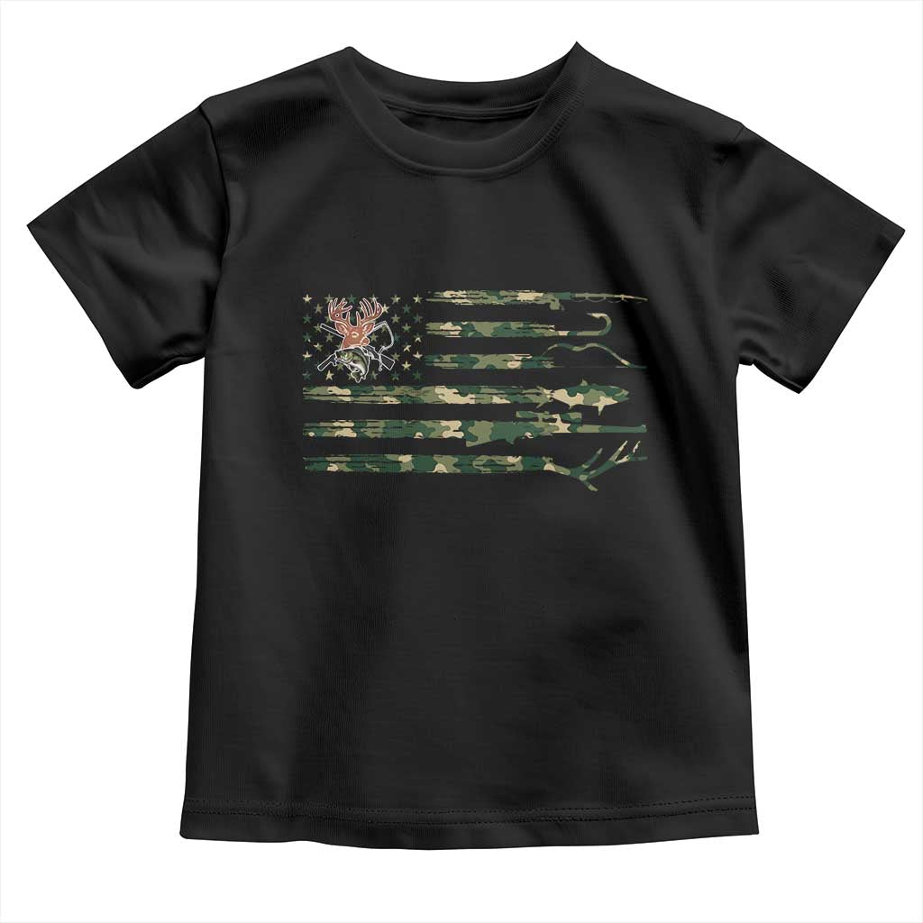 Hunting And Fishing Life Toddler T Shirt American Flag - Wonder Print Shop