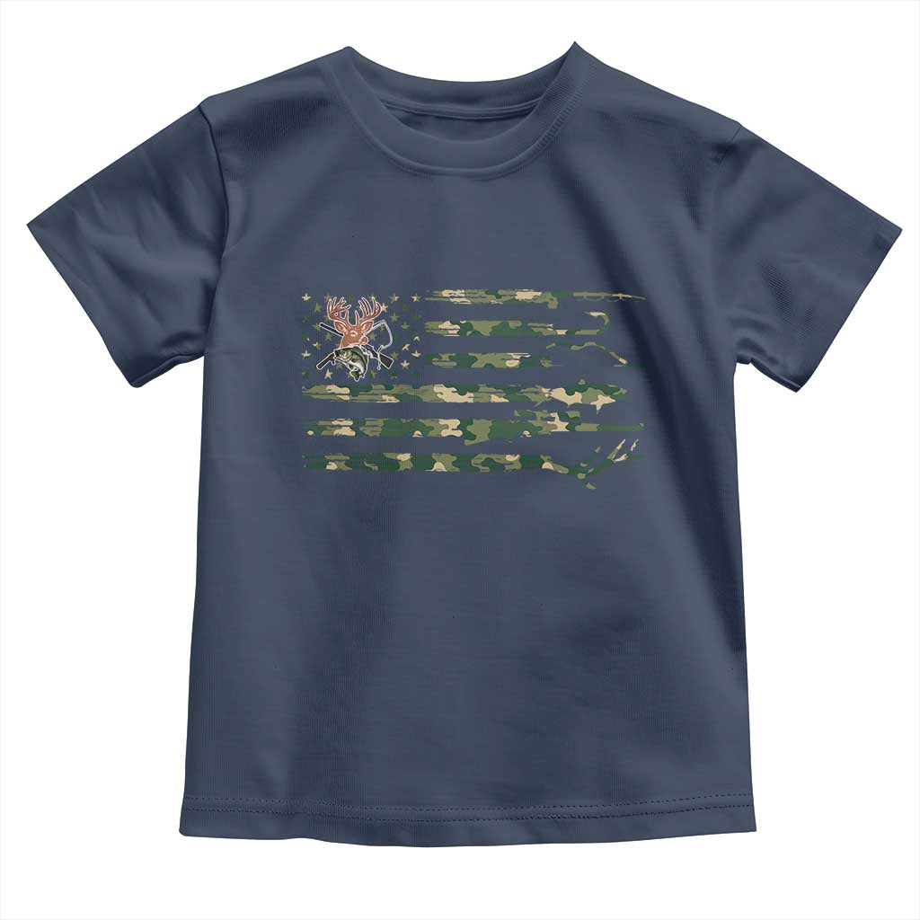 Hunting And Fishing Life Toddler T Shirt American Flag - Wonder Print Shop