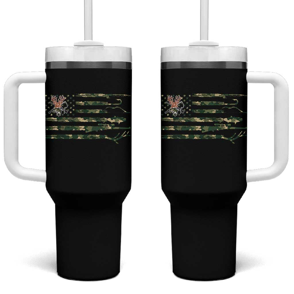 Hunting And Fishing Life Tumbler With Handle American Flag