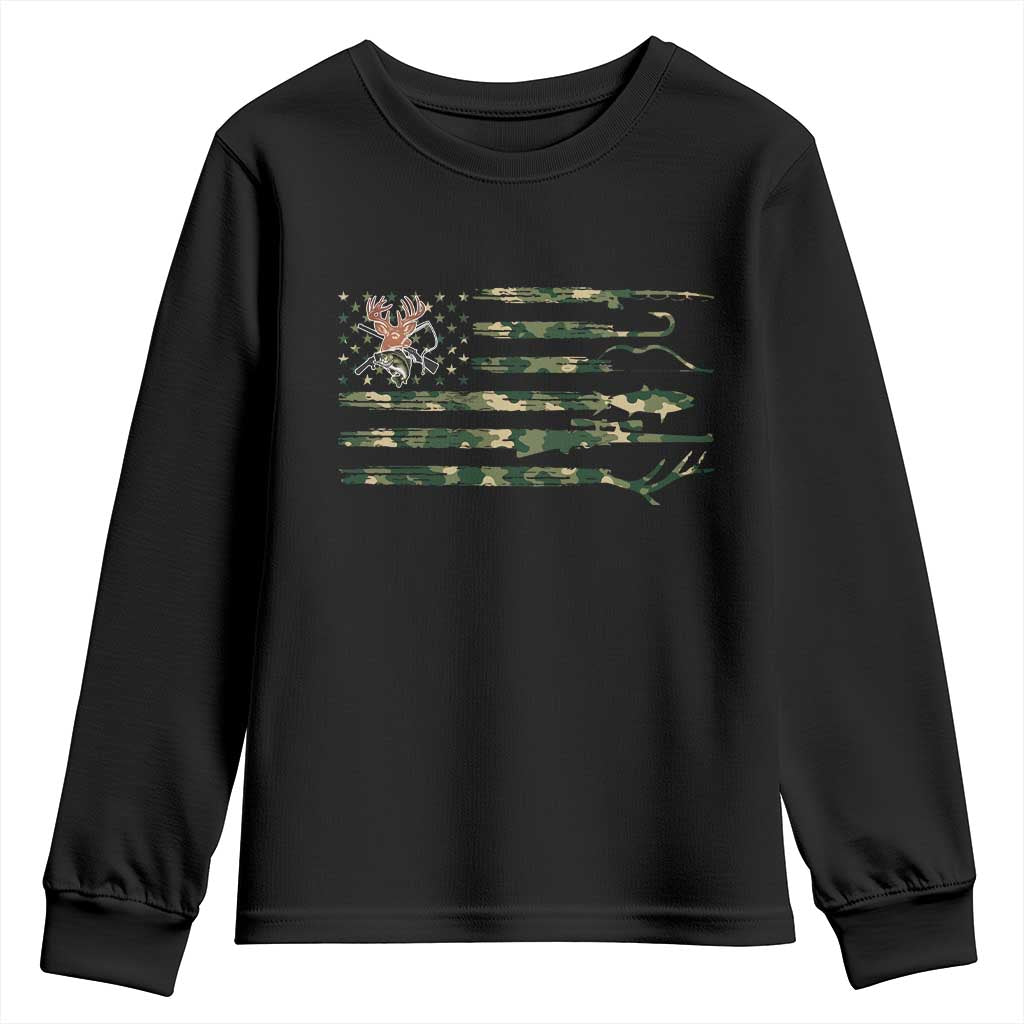 Hunting And Fishing Life Youth Sweatshirt American Flag - Wonder Print Shop