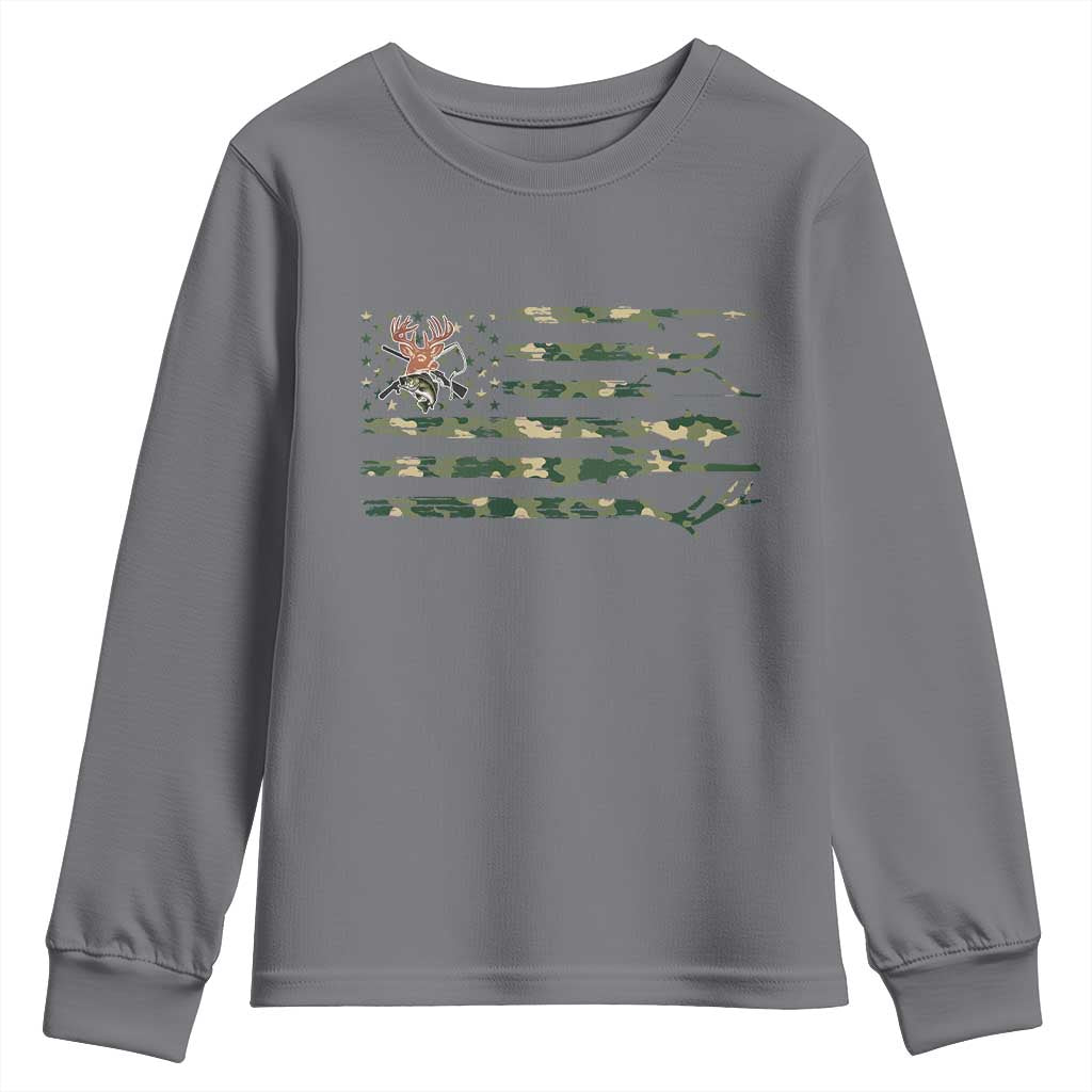 Hunting And Fishing Life Youth Sweatshirt American Flag - Wonder Print Shop