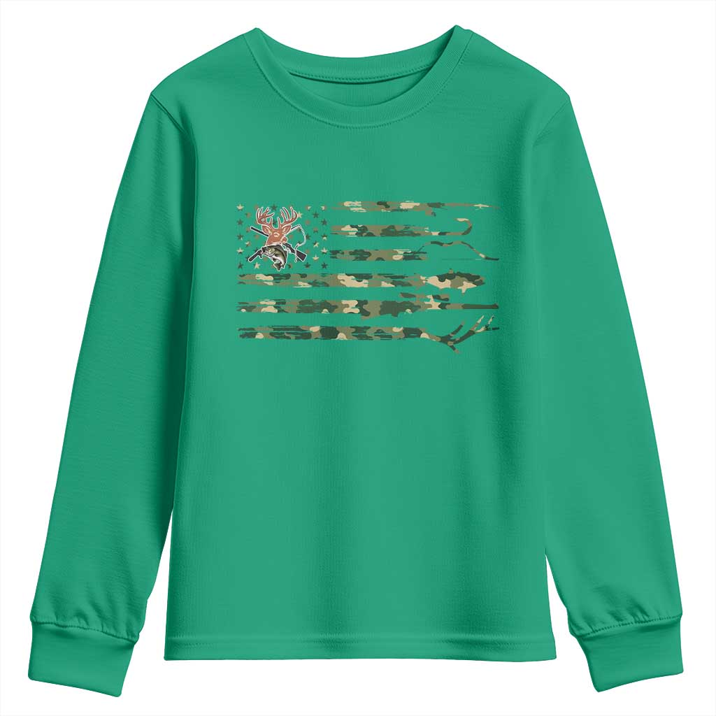 Hunting And Fishing Life Youth Sweatshirt American Flag - Wonder Print Shop