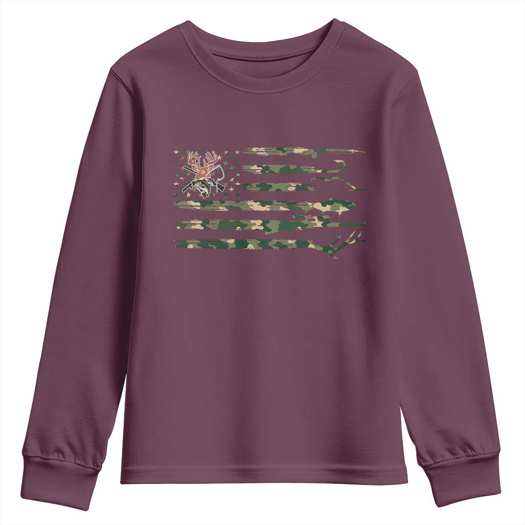 Hunting And Fishing Life Youth Sweatshirt American Flag - Wonder Print Shop