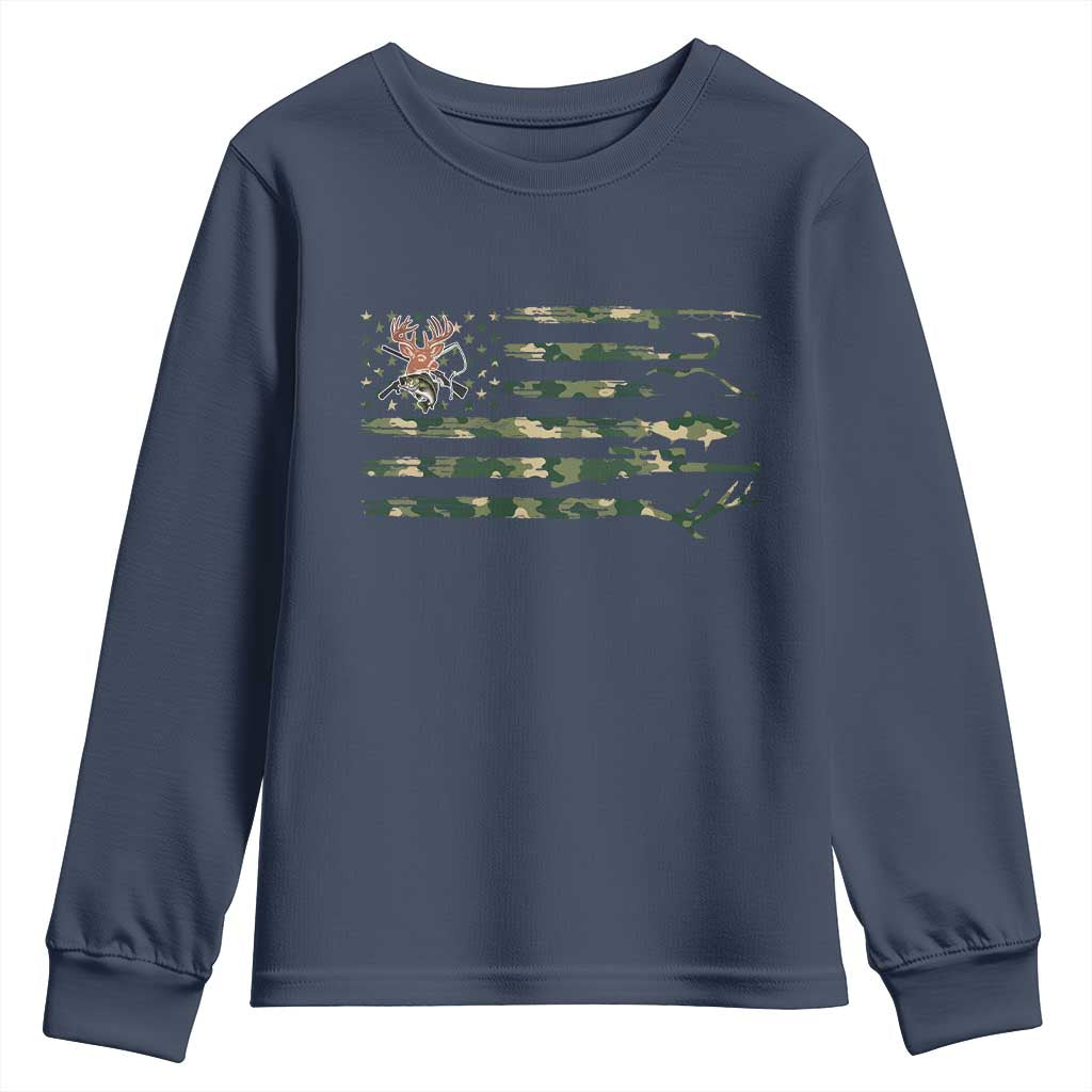 Hunting And Fishing Life Youth Sweatshirt American Flag - Wonder Print Shop