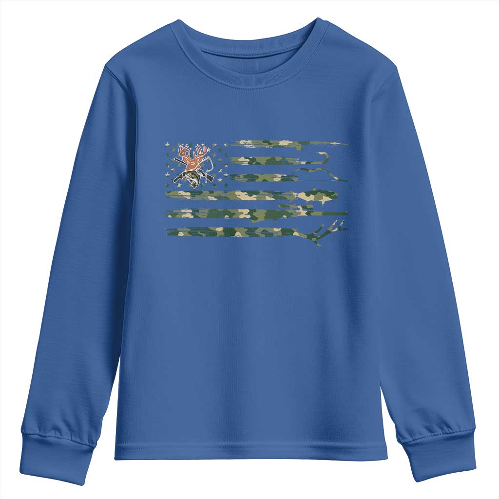 Hunting And Fishing Life Youth Sweatshirt American Flag - Wonder Print Shop