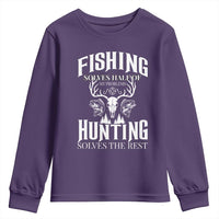 Hunter Fishermen Gifts Youth Sweatshirt Fishing Solves Half Hunting Solves The Rest - Wonder Print Shop
