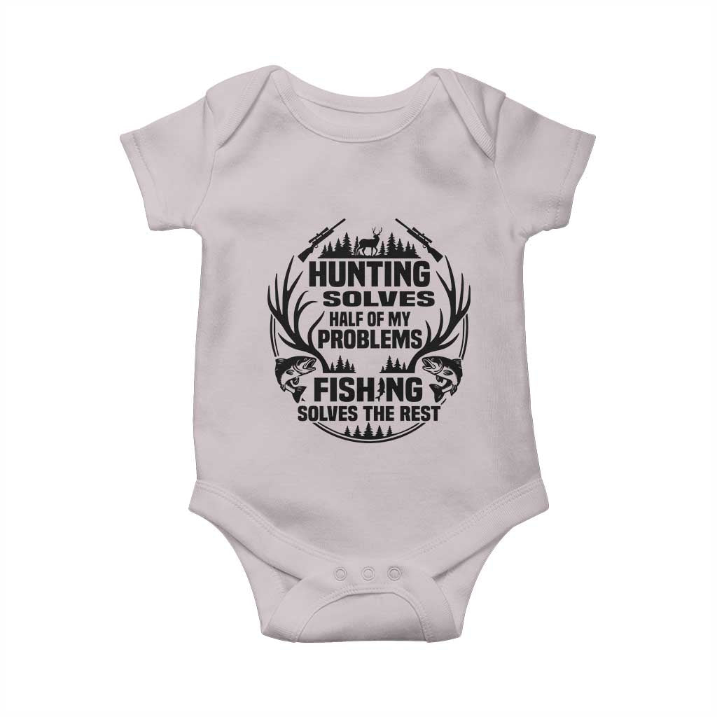 Hunter Fishermen Gifts Baby Onesie Fishing And Hunting Solve My Problems - Wonder Print Shop