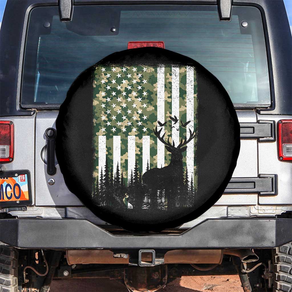 Deer Hunting Spare Tire Cover American Flag Camo Gift - Wonder Print Shop