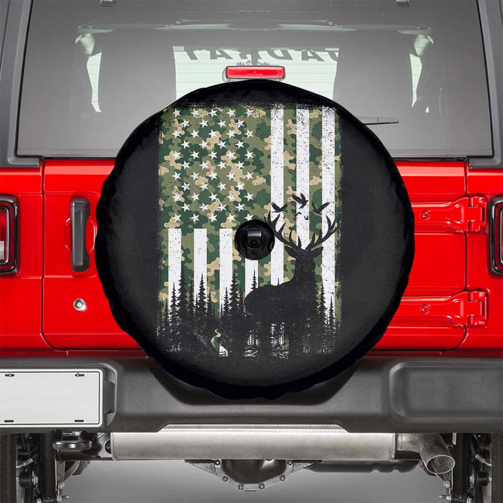 Deer Hunting Spare Tire Cover American Flag Camo Gift - Wonder Print Shop
