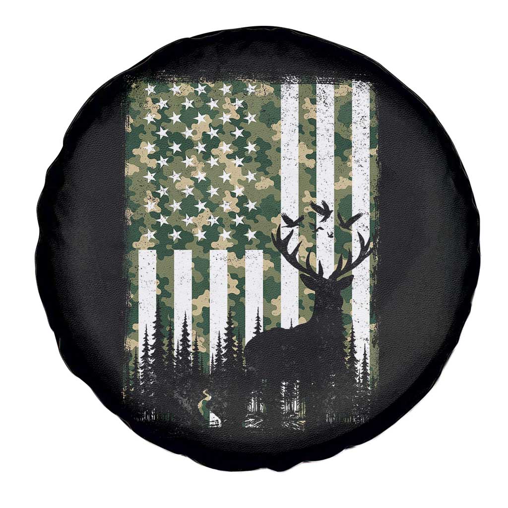 Deer Hunting Spare Tire Cover American Flag Camo Gift - Wonder Print Shop