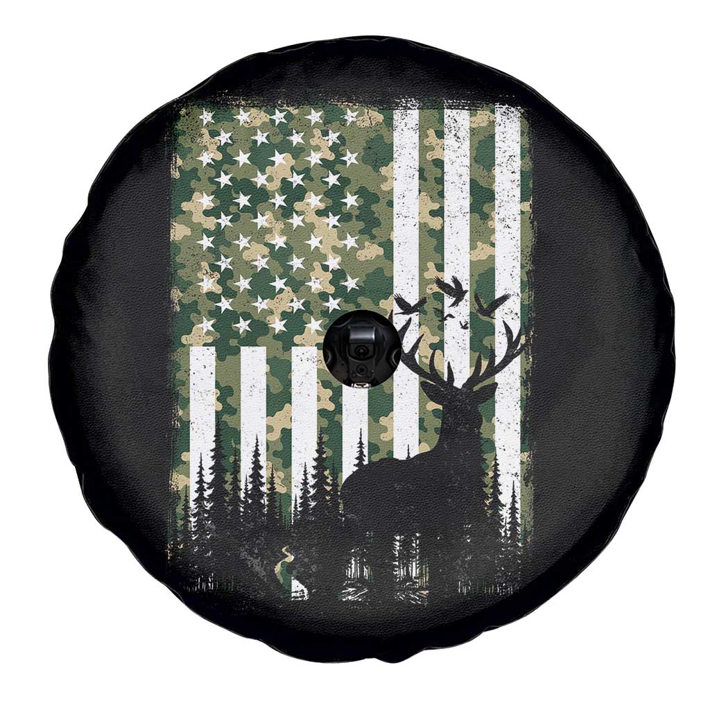 Deer Hunting Spare Tire Cover American Flag Camo Gift - Wonder Print Shop