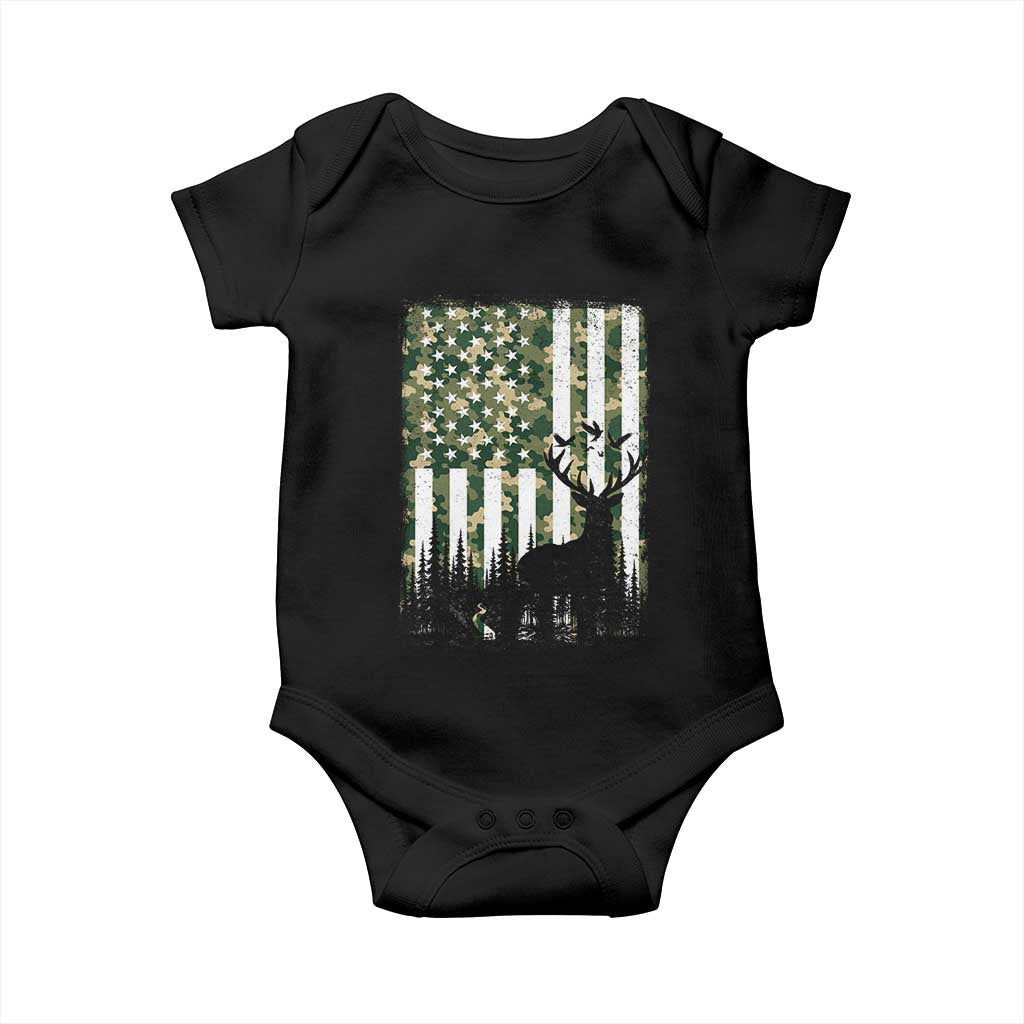 Deer Hunting Baby Onesie American Flag Camo Gift - Wonder Print Shop