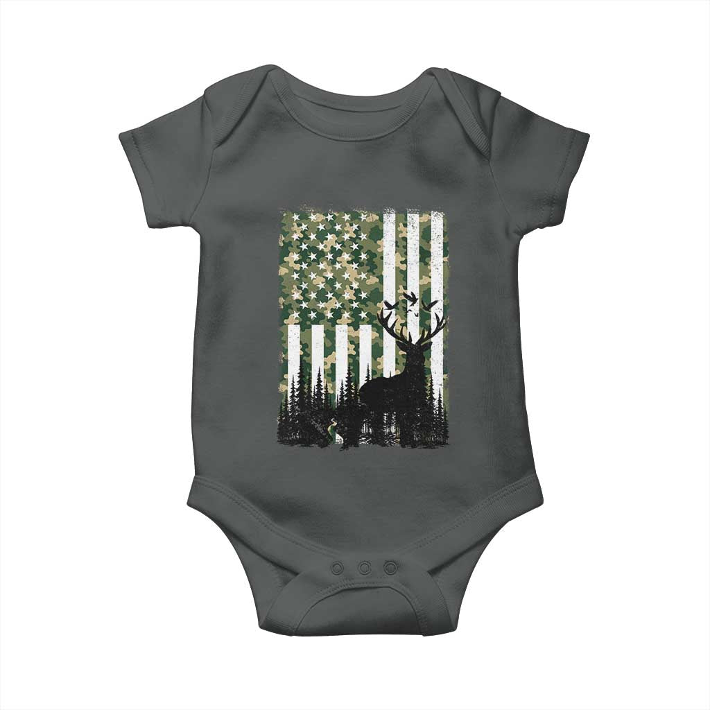 Deer Hunting Baby Onesie American Flag Camo Gift - Wonder Print Shop