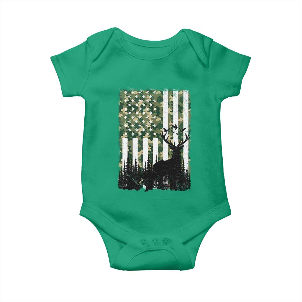 Deer Hunting Baby Onesie American Flag Camo Gift - Wonder Print Shop