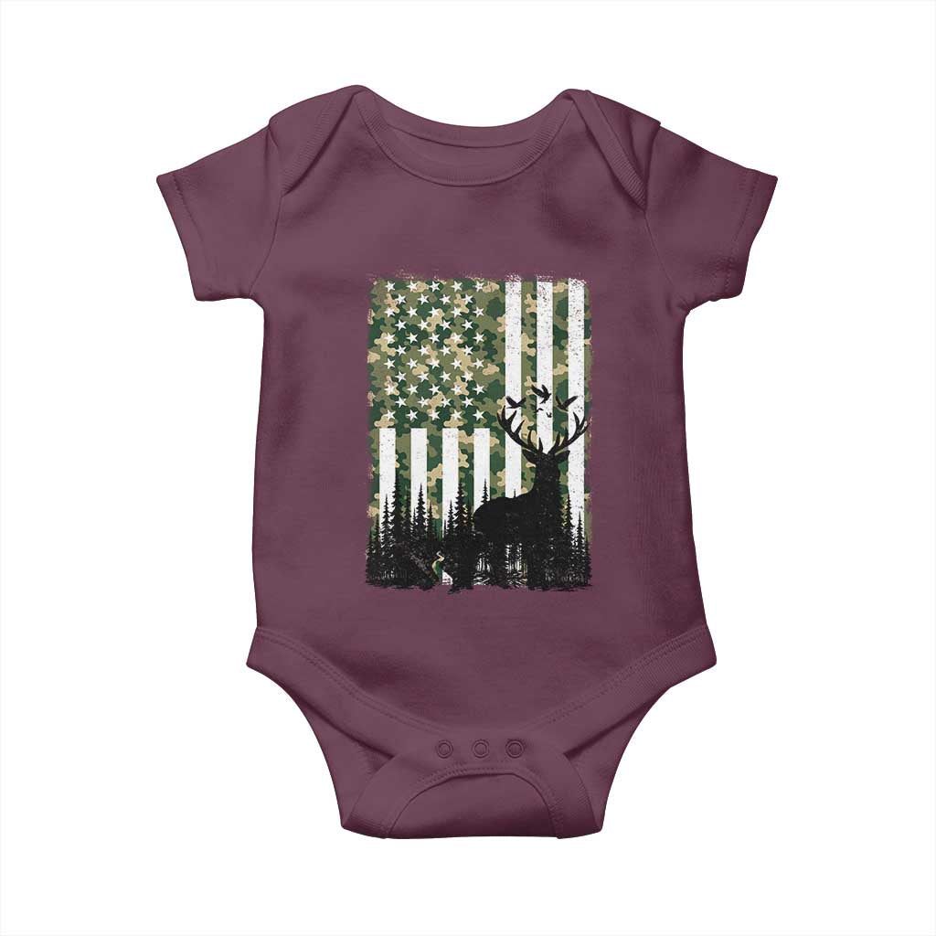 Deer Hunting Baby Onesie American Flag Camo Gift - Wonder Print Shop
