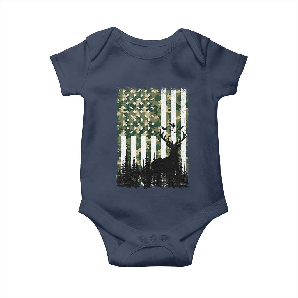 Deer Hunting Baby Onesie American Flag Camo Gift - Wonder Print Shop