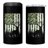 Deer Hunting 4 in 1 Can Cooler Tumbler American Flag Camo Gift