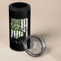 Deer Hunting 4 in 1 Can Cooler Tumbler American Flag Camo Gift
