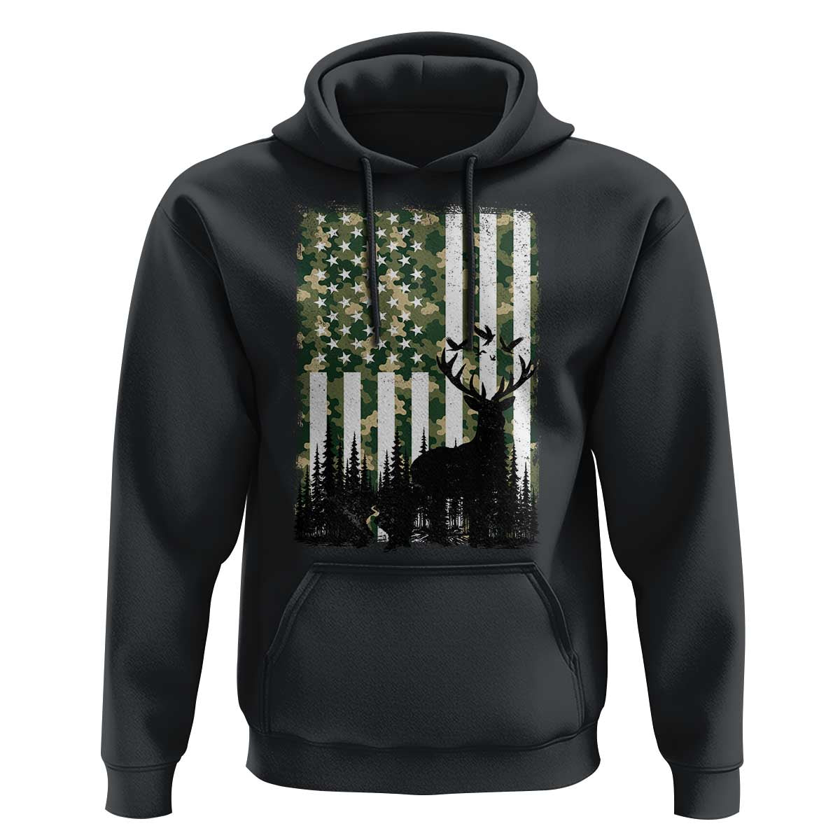 Deer Hunting Hoodie American Flag Camo Gift - Wonder Print Shop