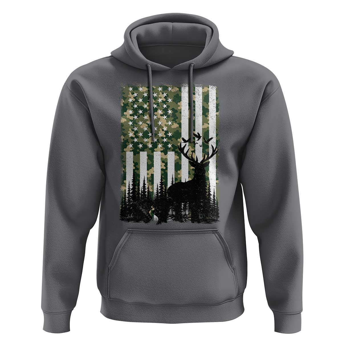 Deer Hunting Hoodie American Flag Camo Gift - Wonder Print Shop