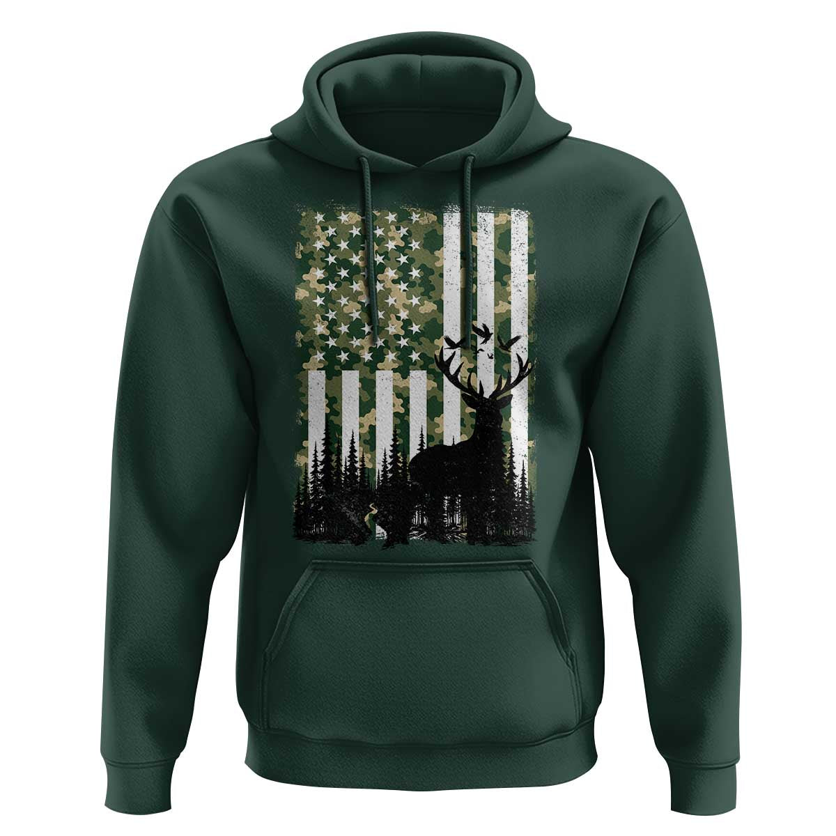 Deer Hunting Hoodie American Flag Camo Gift - Wonder Print Shop