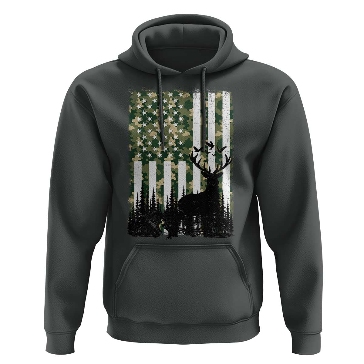 Deer Hunting Hoodie American Flag Camo Gift - Wonder Print Shop