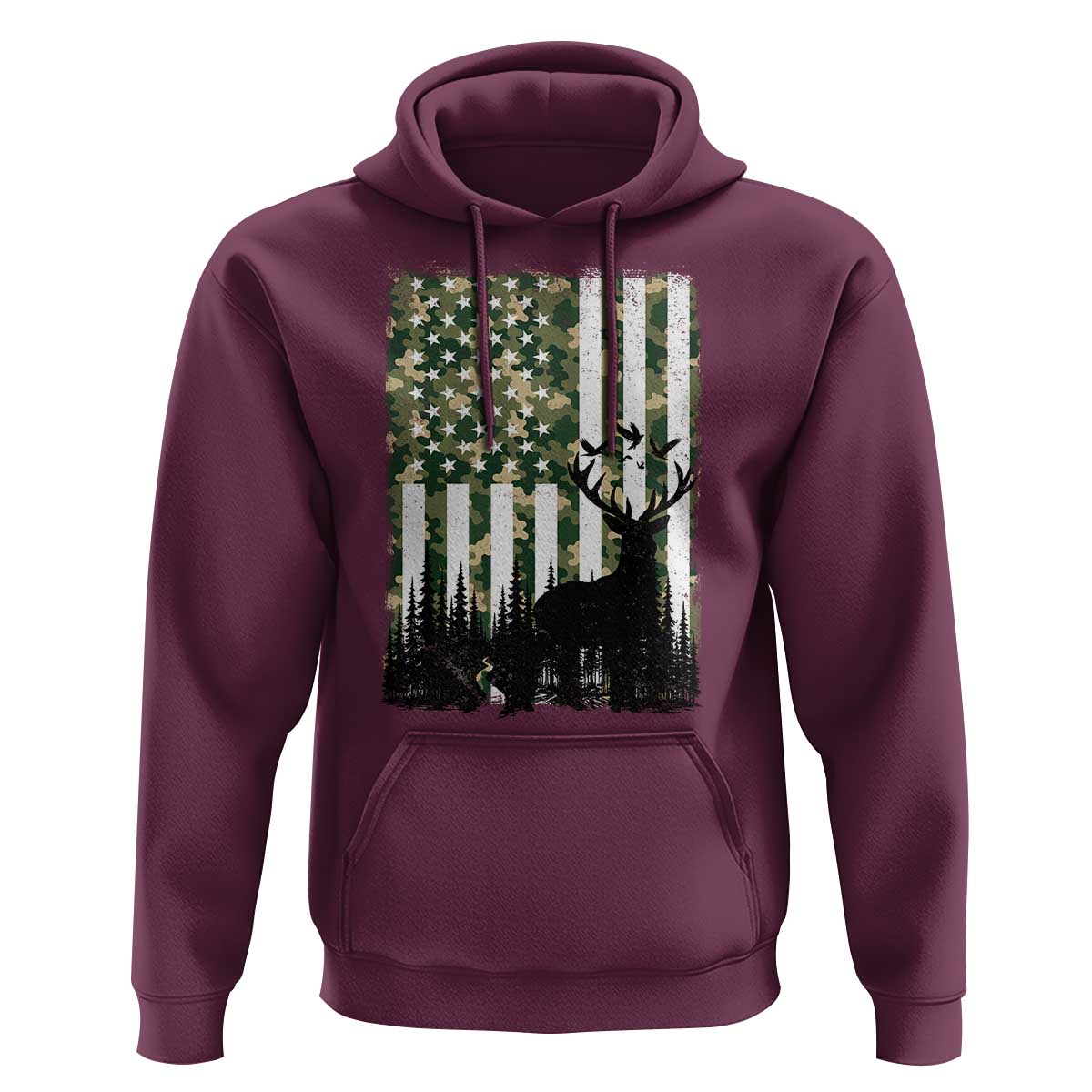 Deer Hunting Hoodie American Flag Camo Gift - Wonder Print Shop